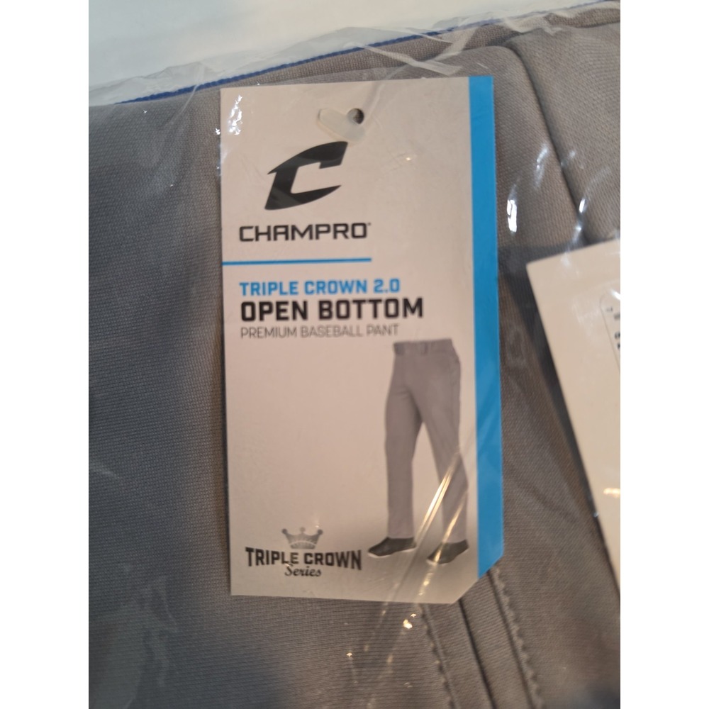 NWT 3 Gray W/Blue Strip Open Bottom Youth Champro Large White Baseball Pants